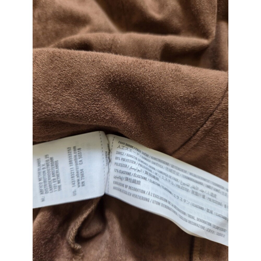Abercrombie & Fitch Vegan Suede Mini Skirt Brown A Line Zip Back Womens S EUC - Picture 4 of 9
